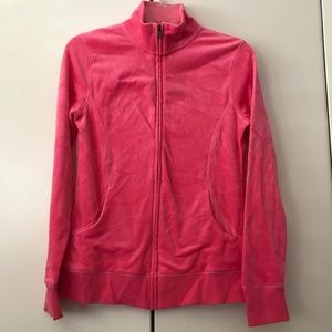 NWT Bright Pink Velour Zip Up Track Jacket